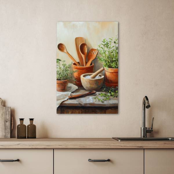 LEINWANDBILD Töpfe Textil - 40 x 60 x 2 cm
