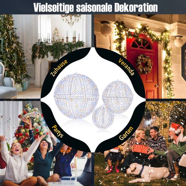 Weihnachtskugeln OY47336PQDE(3er Set) Weiß - Metall - 45 x 45 x 45 cm