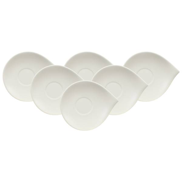 Kaffeeuntertassen Flow 6er Set Weiß - Porzellan - 15 x 4 x 18 cm
