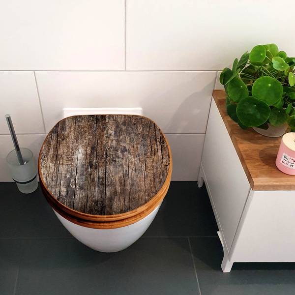 WC-Sitz mit Absenkautomatik Altes Holz Braun - Bambus - Holzwerkstoff - 38 x 5 x 49 cm