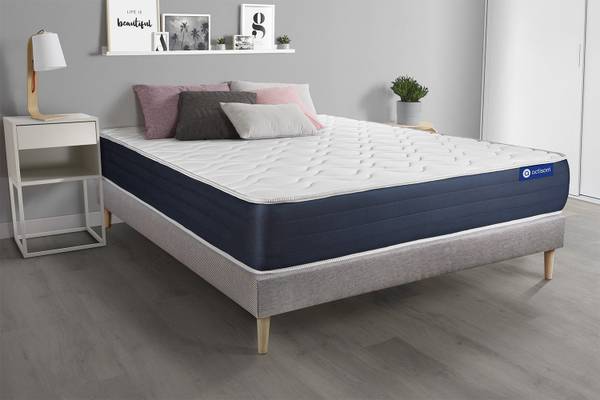 Bettgestell und Matratze Actimemo sleep Grau - Massivholz - 135 x 51 x 190 cm