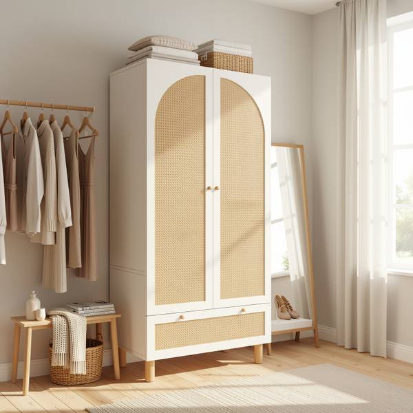Kleiderschrank Sporophyt Weiß - Holzwerkstoff - 86 x 181 x 52 cm