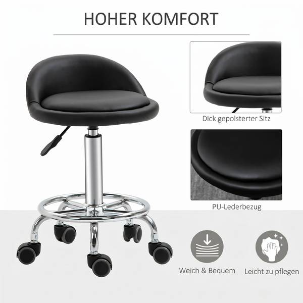 Arbeitsdrehhocker 503-016 2er Set Schwarz - Kunstleder - 38 x 72 x 38 cm