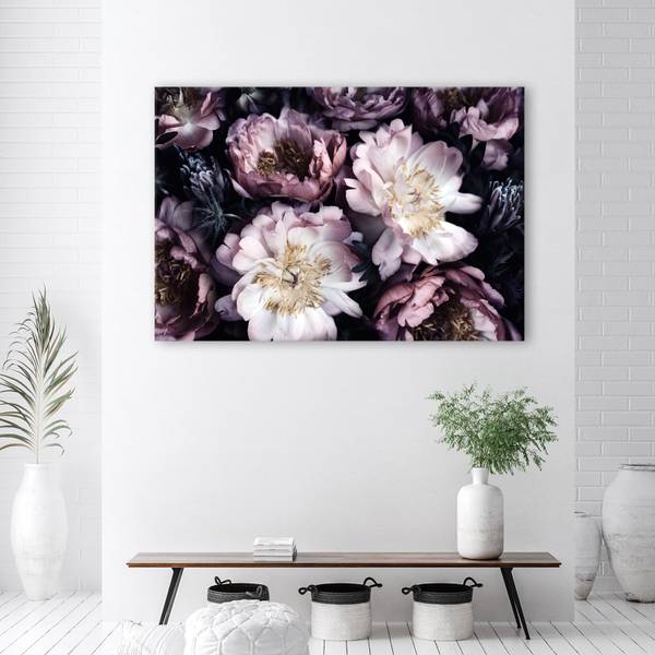 Tableau déco pivoines bouquet de fleurs 100 x 70 cm