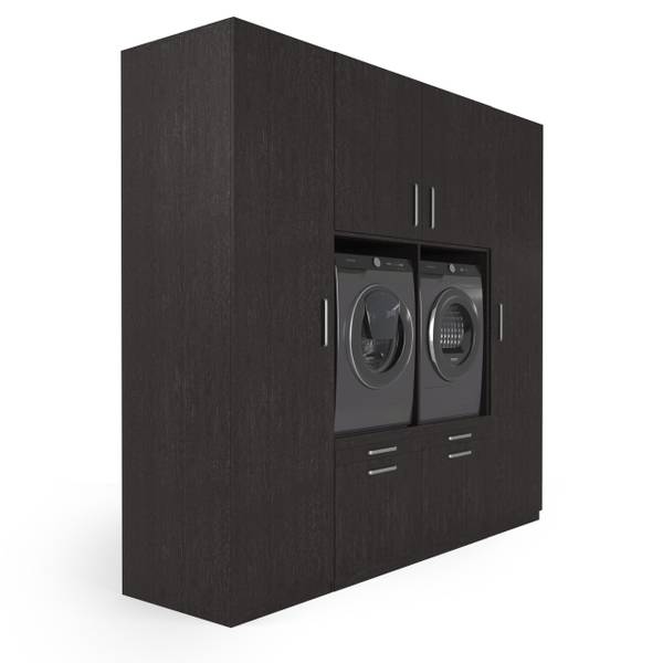 Waschmaschinenschrank Vienna Schwarz - Holzwerkstoff - 253 x 235 x 70 cm