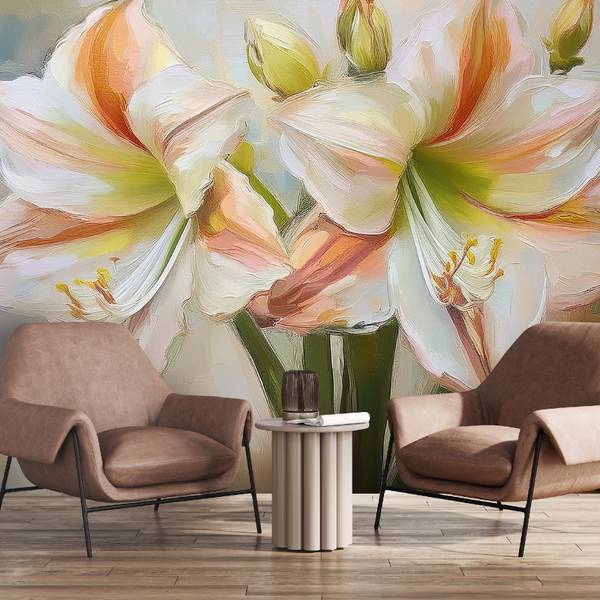 Fotobehang geschilderd op bloem 100 x 70 cm