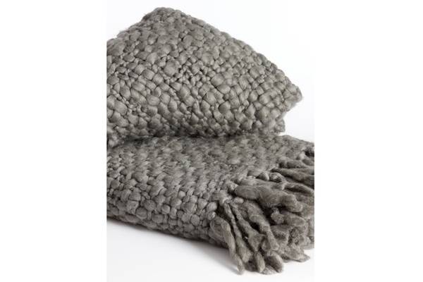 Decke RISCA Grau - Textil - 130 x 1 x 170 cm