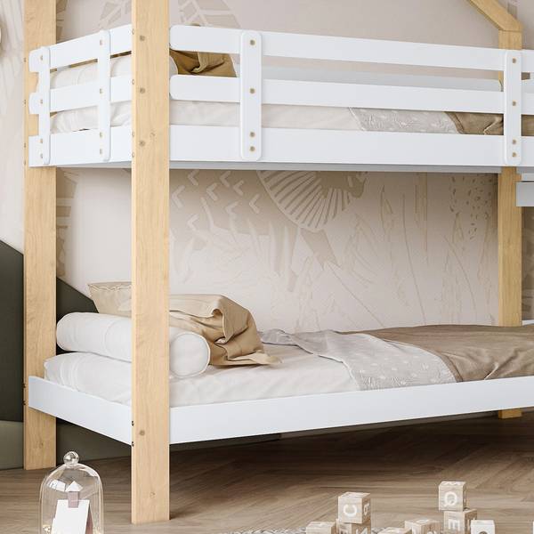 Etagenbett Jupitur Ⅱ Weiß - Kiefer - Stahl - 183 x 223 x 245 cm