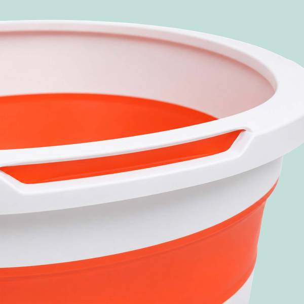 Opvouwbare mopset grijs - oranje - wit - polyester - 35 x 18 x 35 cm