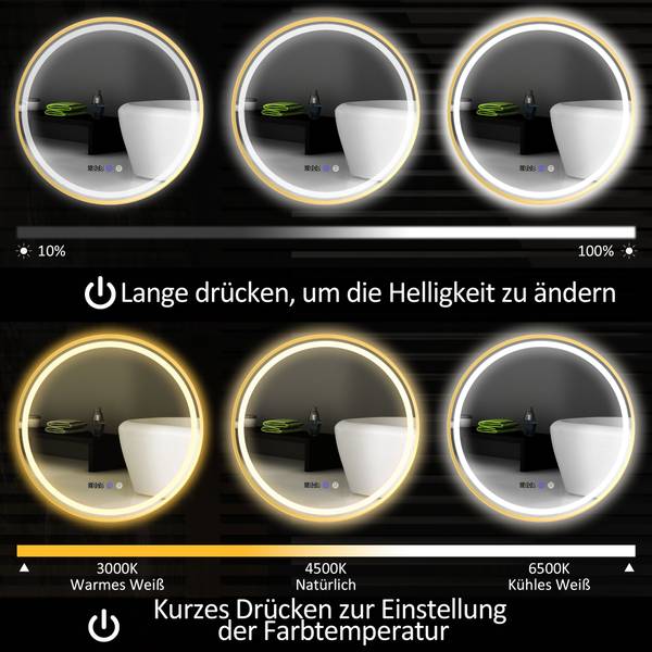 Badezimmerspiegel 834-811V00GD Gold - Glas - 4 x 60 x 60 cm