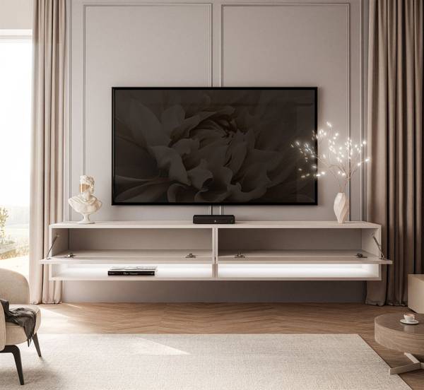 TV-Schrank CALANTE Beige - Holzwerkstoff - 180 x 30 x 35 cm