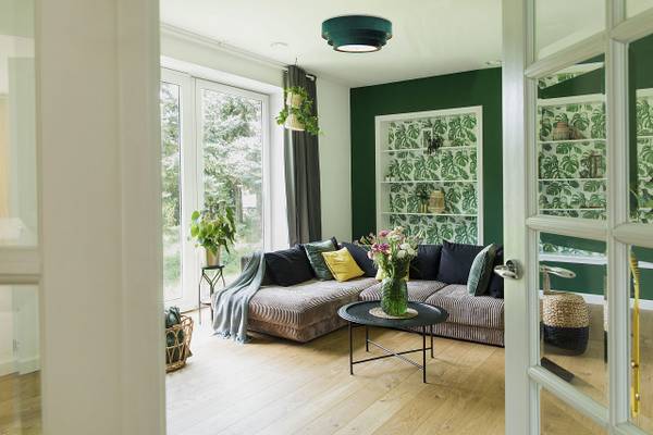 Deckenleuchte Triniti Veloursstoff Gold - Grün