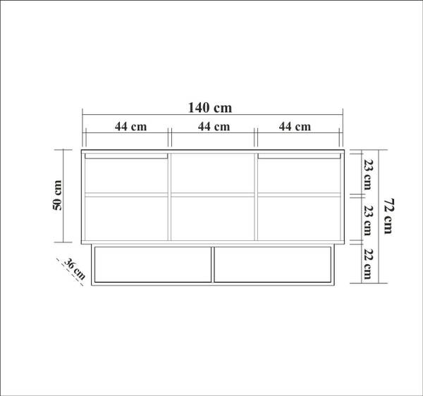Kommode Levante Braun - Holzwerkstoff - 140 x 72 x 36 cm