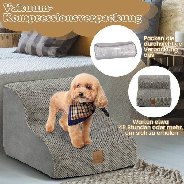 Hundetreppe BI32211SDDE Grau - Textil - 43 x 29 x 41 cm