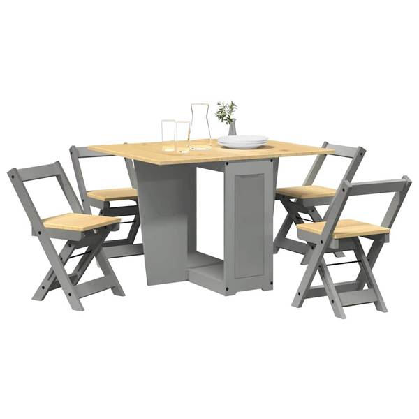 Ensemble à manger 3042220 lot de 5 Gris - Pin - 40 x 71 x 47 cm