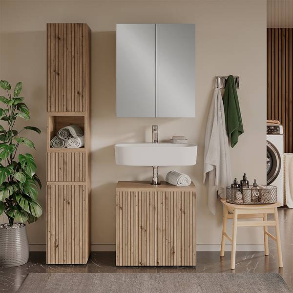 3-delige badkamermeubelset Takumi 58540 bruin - plaatmateriaal op houtbasis - 60 x 58 x 35 cm