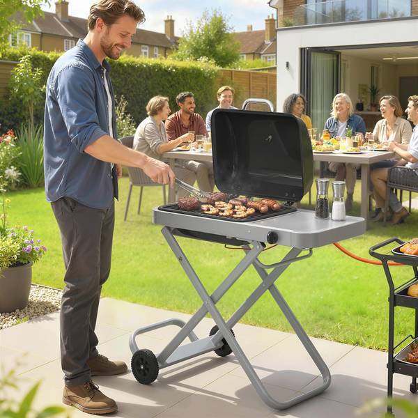Faltbarer Gasgrill 846-280V90BK Schwarz - Metall - 55 x 89 x 109 cm