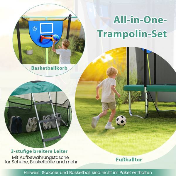 Trampolin FI32367SZ+DE Grün - Metall - 250 x 270 x 317 cm