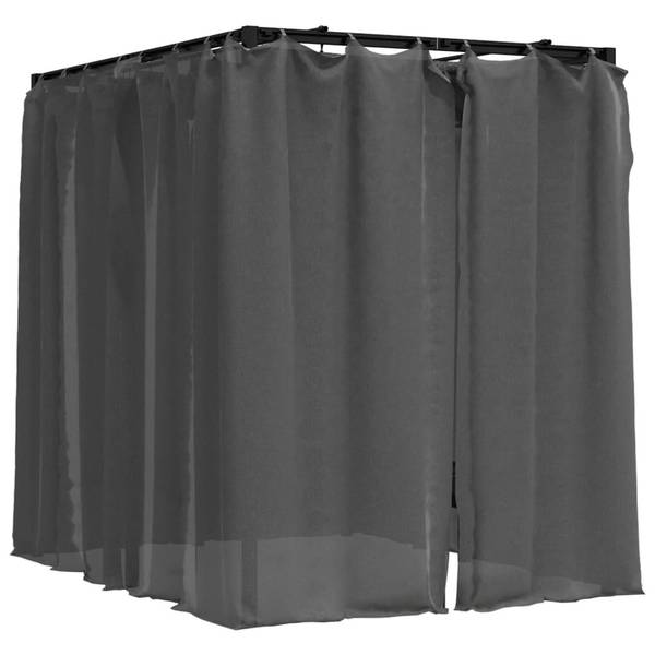 Ligbed Met Gordijnen 313930 grijs - staal - 153 x 204 x 207 cm