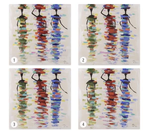 Acrylbild Handgemalt Personen Yi Beige - Baumwollstoff - 60 x 60 x 4 cm