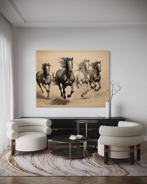 Wandbild pferde tiere vintage 90 x 60 cm