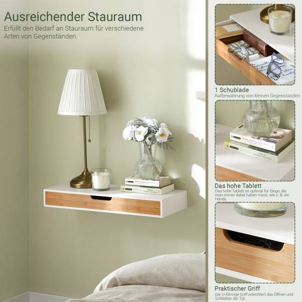 Schweberegal FRG93-WN Braun - Holzwerkstoff - 60 x 8 x 25 cm