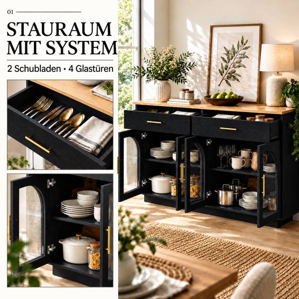 Sideboard Neptunus Ⅰ Schwarz