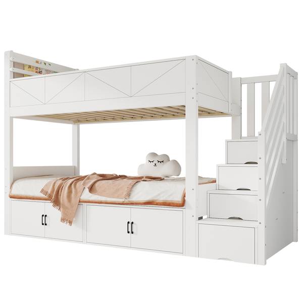 Einzelbett K-2299 Weiß - Holzwerkstoff - 95 x 189 x 254 cm