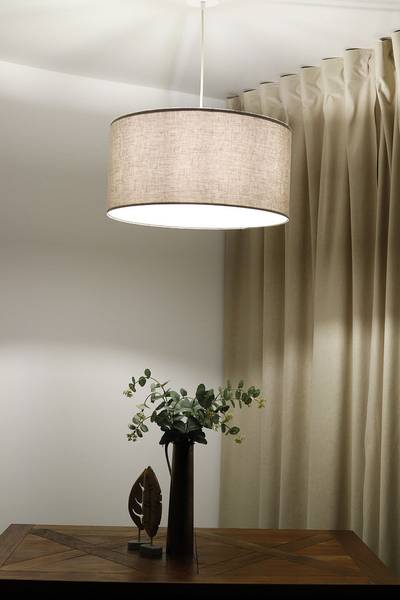 Hängeleuchte Boho Leinen Stoff Beige - Ecru - 40 x 20 x 90 cm