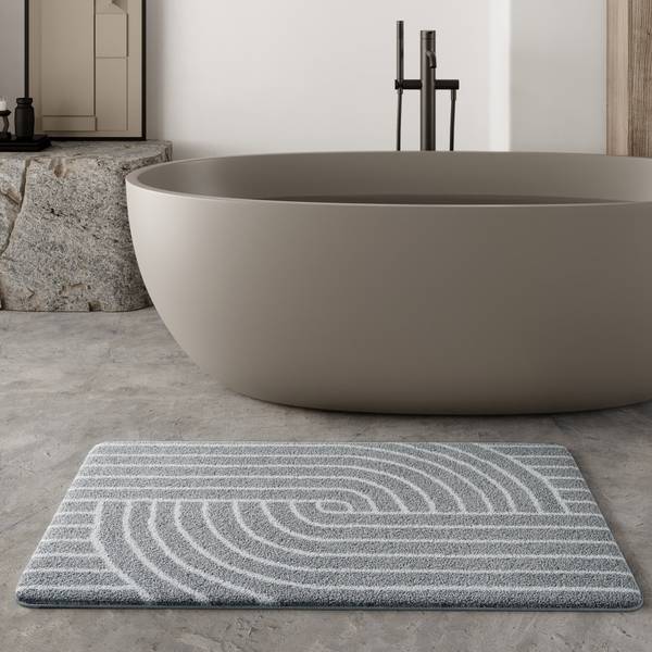 Badteppich Hilda Grau - Polyester - 60 x 2 x 100 cm