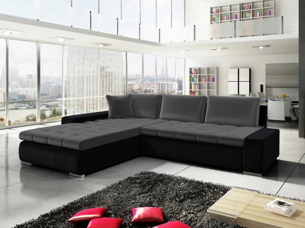 Ecksofa Orkan Schwarz - Grau - Microfaser