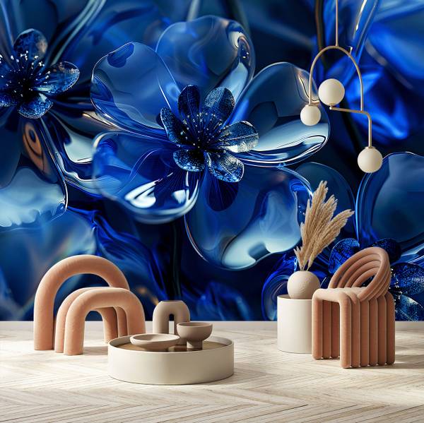 Fototapete 3D Glasblumen 400 x 280 cm