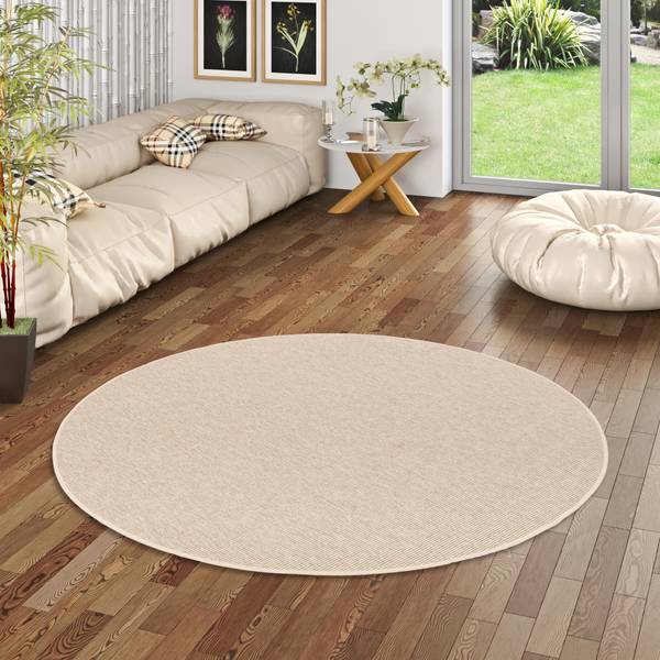 Natur Sisal-Optik Teppich Taff Rund Gold - 100 x 100 cm