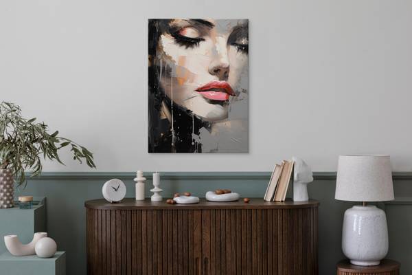 Tableau PORTRAIT De Femme Abstraction 60 x 90 x 90 cm