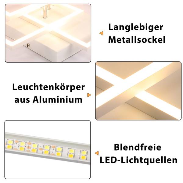 LED Deckenleuchte Maloney Weiß - Metall - 40 x 9 x 40 cm