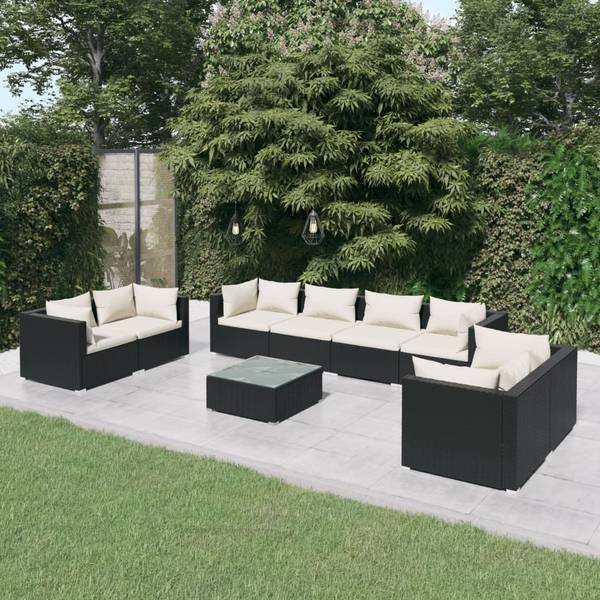 Salon de jardin 3013635-16 (lot de 9) Noir - Blanc - Polyester - Acier - 60 x 30 x 60 cm