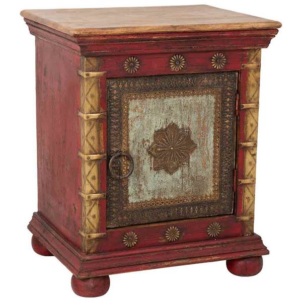 Nachttisch Carmesí Rot - Massivholz - 50 x 59 x 40 cm