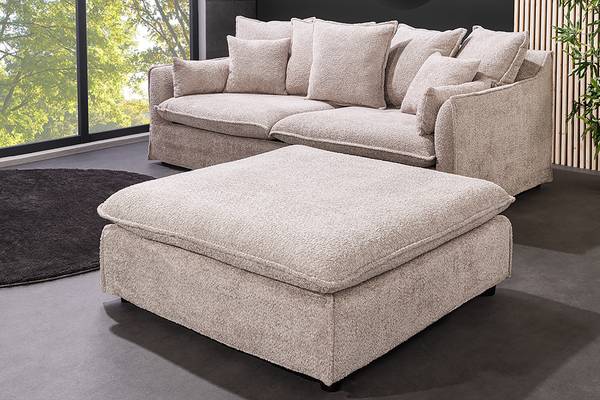 Hocker HEAVEN Beige - Polyester - Pappel - 100 x 42 x 100 cm