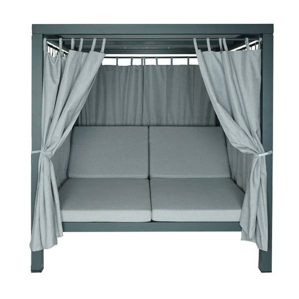 Lounge-Gartenliege J66 Grau - Metall - Textil - 205 x 208 x 190 cm