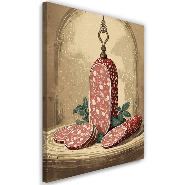 Wandbild küche salami essen 80 x 120 cm