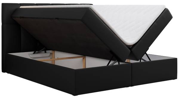 Boxspringbett RICO Schwarz - Breite: 200 cm - H3