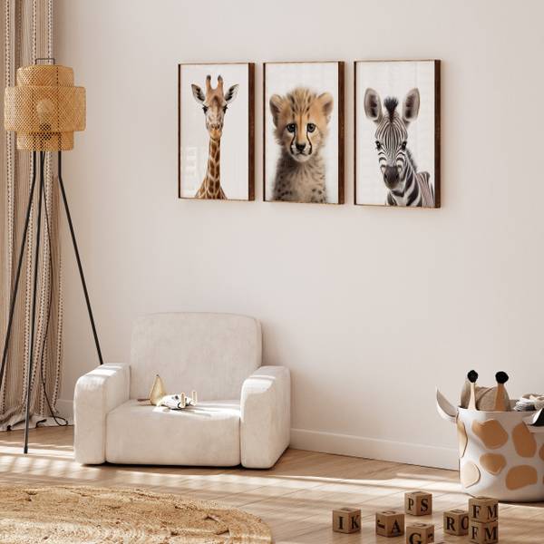 Poster für Kinder Wildtiere 3er Set 21 x 30 x 30 cm