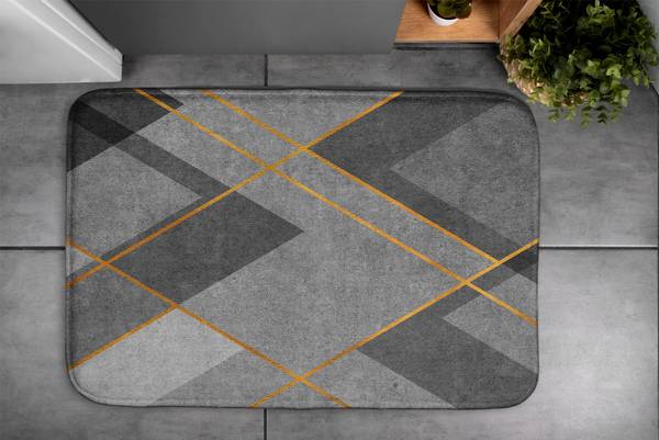 Badteppich Geometrische Muster Grau - Textil - 90 x 60 x 90 cm