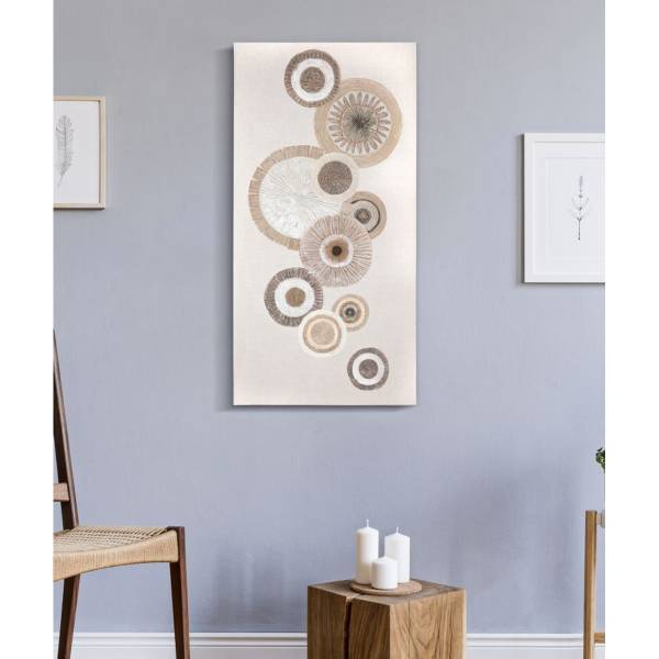 Druck auf Leinwand Kreise 29 Braun - Leinen - 50 x 100 x 3 cm