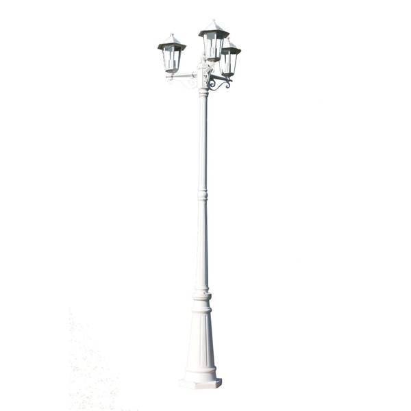 Lampadaire de jardin 3 bras 215 cm Blanc Blanc - Aluminium - 55 x 215 x 55 cm