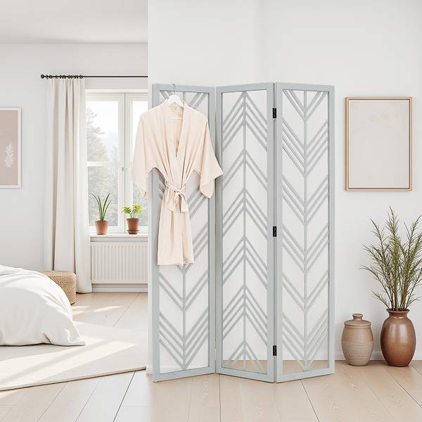Paravent 2904 Gris - En partie en bois massif - 120 x 170 x 2 cm