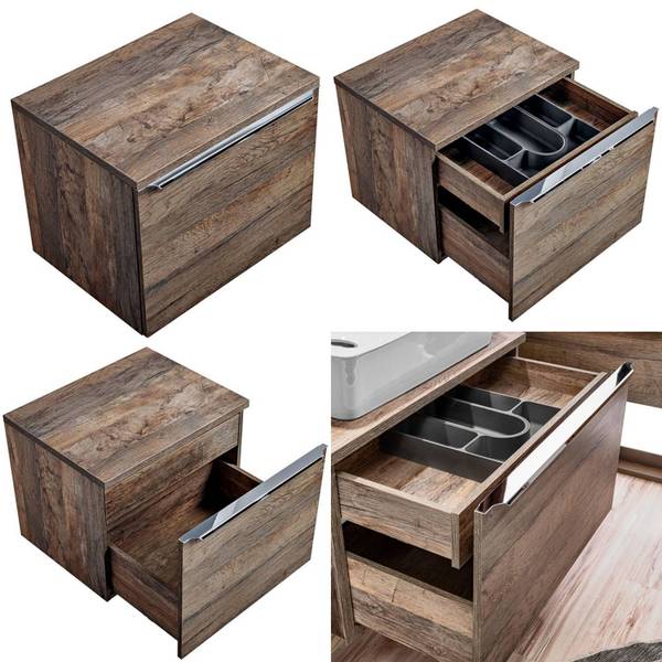 Badmöbel-Set PUEBLA-56-123 6er-Set Braun - Holzwerkstoff - 140 x 63 x 46 cm