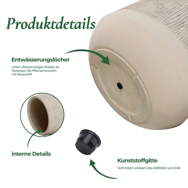 Blumentopf HTPL0145 Beige - Naturfaser - 31 x 27 x 31 cm