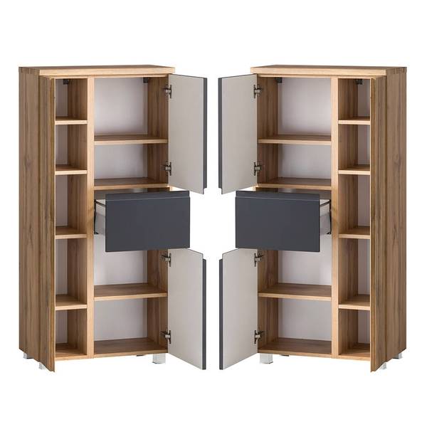 Badmöbel-Set VASTO-03-33 3er-Set Grau - Spiegelglas - 165 x 200 x 35 cm