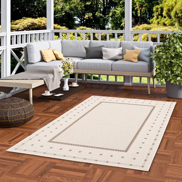 In & Outdoor Teppich  Campus Bordüre Beige - Textil - 80 x 1 x 150 cm